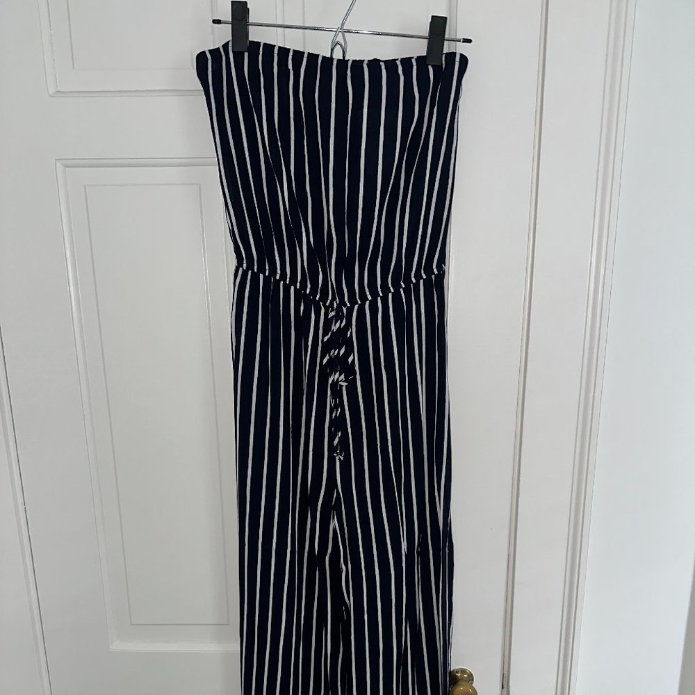 BRAND NEW W TAGS, Forever 21 Blue & White striped jumpsuit, Size M